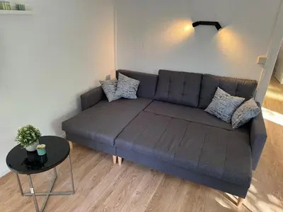 Ein Sitzbereich in der Unterkunft Feriendorf Seddiner See - Bungalow 5