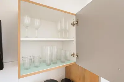 Küche/Küchenzeile in der Unterkunft Wohnen am See