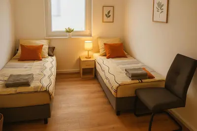 Ein Bett oder Betten in einem Zimmer der Unterkunft Wohnen am See