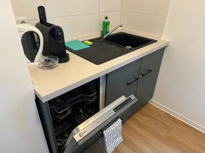 Küche/Küchenzeile in der Unterkunft Bungalowdorf Seddiner See - Bungalow 9