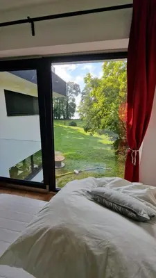 Ein Bett oder Betten in einem Zimmer der Unterkunft Seeblick, ganze Wohnung