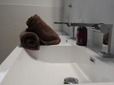 Ein Badezimmer in der Unterkunft Ferien Nähe Krüpelsee und Berlin