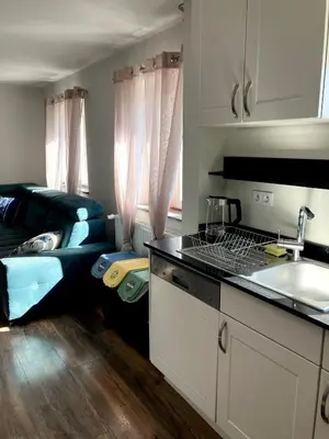 Küche/Küchenzeile in der Unterkunft Apartment Versteck am Hug