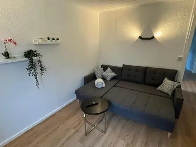 Ein Sitzbereich in der Unterkunft Feriendorf Seddiner See - Bungalow 8