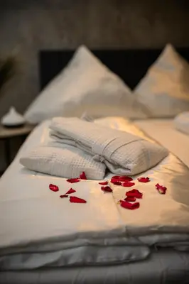 Ein Bett oder Betten in einem Zimmer der Unterkunft Apartment & Spa PRIVATE HOT TUB Central Berlin