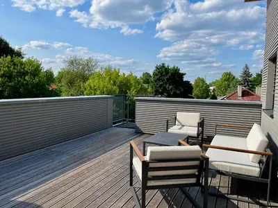 Ein Balkon oder eine Terrasse in der Unterkunft okoTime - Studio mit Dachterrasse