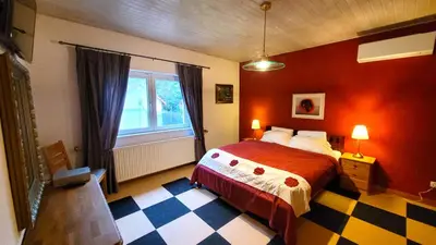 Ein Bett oder Betten in einem Zimmer der Unterkunft Ferienhaus Eichwalde