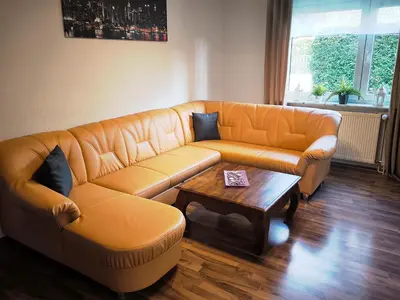 Ein Sitzbereich in der Unterkunft Ferienwohnung im Grünen Senzig