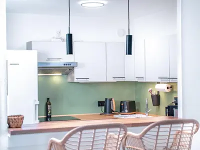 Küche/Küchenzeile in der Unterkunft Stilvolles Apartment mit Terrasse in Werder