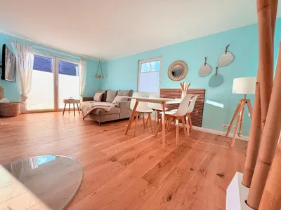 Ein Sitzbereich in der Unterkunft Ferienhaus Sanibel mit Kaminofen