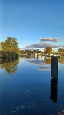 Blick auf einen Fluss in der Nähe des Ferienhauses