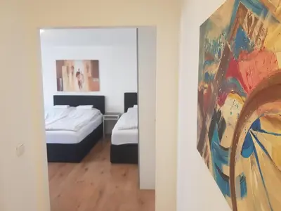 Ein Bett oder Betten in einem Zimmer der Unterkunft top located Apartment