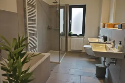 Ein Badezimmer in der Unterkunft Haus am Fluss