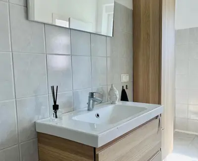 Ein Badezimmer in der Unterkunft Ferienwohnung in Werneuchen bei Berlin