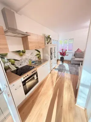 Küche/Küchenzeile in der Unterkunft Chalet im Wald mit Sauna