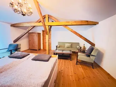 Ein Bett oder Betten in einem Zimmer der Unterkunft Privates Ferienhaus mit großem Garten