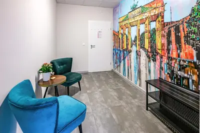 Ein Sitzbereich in der Unterkunft Etagenwohnung 110qm in der Villa Winckelmann
