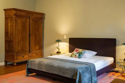 Ein Bett oder Betten in einem Zimmer der Unterkunft Schloss Blankensee Gästezimmer
