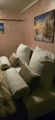 Ein Sitzbereich in der Unterkunft Andreas Apartments
