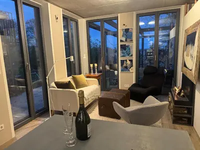 Ein Sitzbereich in der Unterkunft Appartement & Kuschelbett am See