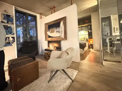 Ein Sitzbereich in der Unterkunft Appartement & Kuschelbett am See