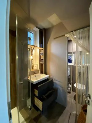 Ein Badezimmer in der Unterkunft Appartement & Kuschelbett am See