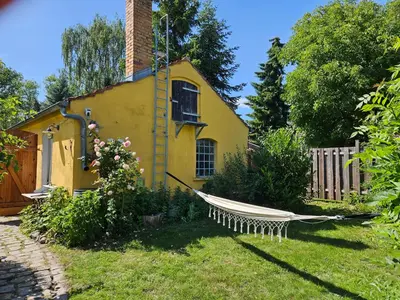 Ein Garten an der Unterkunft Ferienwohnung am Rosenbusch