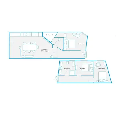 Grundriss der Unterkunft TheSuarez Group Loft, 3 BR, 2 full bath rooms, one big kitchen & living room, 120m2, family friendly, 2-6 Guests