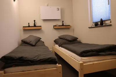 Ein Sitzbereich in der Unterkunft Ferienbungalow Marie