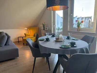 Ein Sitzbereich in der Unterkunft 3-room apartment