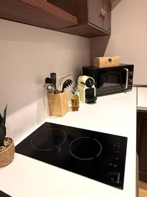 Küche/Küchenzeile in der Unterkunft Gartenwohnung Appartements am Radweg stille Pauline