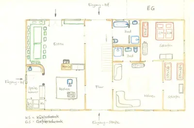 Grundriss der Unterkunft Landhauswolfsruh - Historischer Dreiseitenhof in Brandenburg - Sauna - Familie-Freunde-Retreat