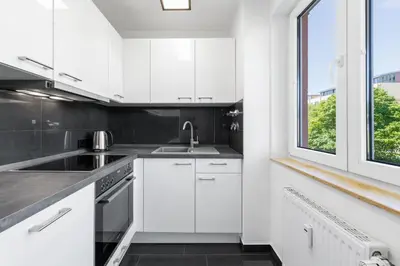 Küche/Küchenzeile in der Unterkunft Potsdamer Designer Wohnung