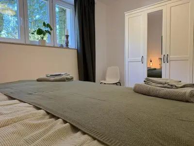 Ein Bett oder Betten in einem Zimmer der Unterkunft Apartment with terrace in Berlin-Köpenick