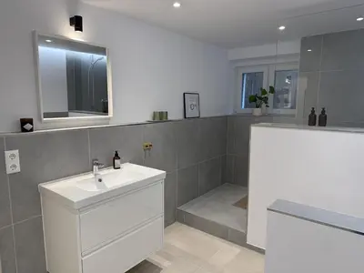 Ein Badezimmer in der Unterkunft Apartment with terrace in Berlin-Köpenick