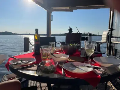 Blick auf einen Fluss in der Nähe der Ferienwohnung