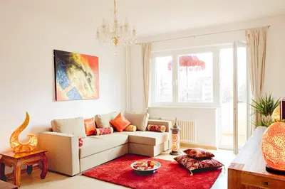 Ein Sitzbereich in der Unterkunft Morgenland Ferienwohnung