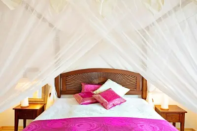 Ein Bett oder Betten in einem Zimmer der Unterkunft Morgenland Ferienwohnung