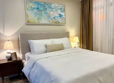 Ein Bett oder Betten in einem Zimmer der Unterkunft ALEXA 2x Chic Design Apartment up to 15 persons