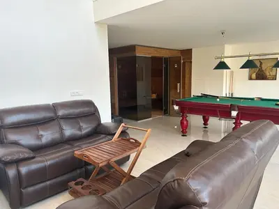 Ein Sitzbereich in der Unterkunft Artvilla am See