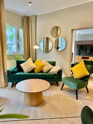 Ein Sitzbereich in der Unterkunft Design-Studio mit Balkon U39-2