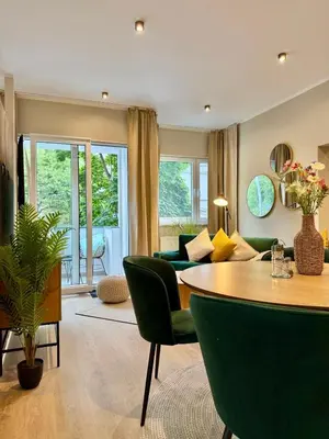 Ein Sitzbereich in der Unterkunft Design-Studio mit Balkon U39-2