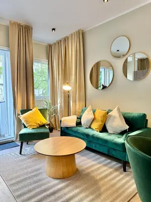 Ein Sitzbereich in der Unterkunft City-Apartment mit Balkon U39-4