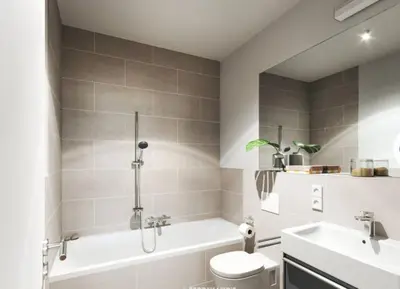 Ein Badezimmer in der Unterkunft HolidayHome Apartments I Modern Apartment in Berlin-Lichtenberg