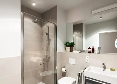Ein Badezimmer in der Unterkunft HolidayHome Apartments I Modern Apartment in Berlin-Lichtenberg