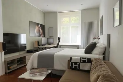 Grundriss der Unterkunft Stilvolles Design-Apartment mit moderner Küche & Homeoffice