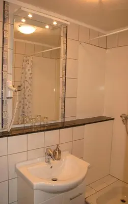 Ein Badezimmer in der Unterkunft Pension zum Wiesengrund - Zimmer mit Singleküche