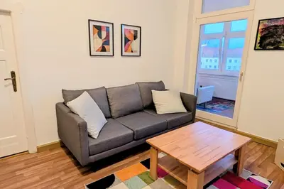 Ein Sitzbereich in der Unterkunft Großzügiges Familien-Apartment im Herzen Lübbens