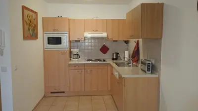 Küche/Küchenzeile in der Unterkunft Residenz Zum Kronprinzen Bad Saarow