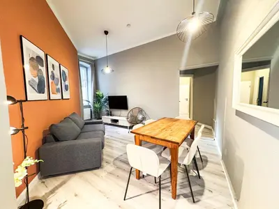 Ein Sitzbereich in der Unterkunft primeflats - Apartments Genter Berlin-Wedding